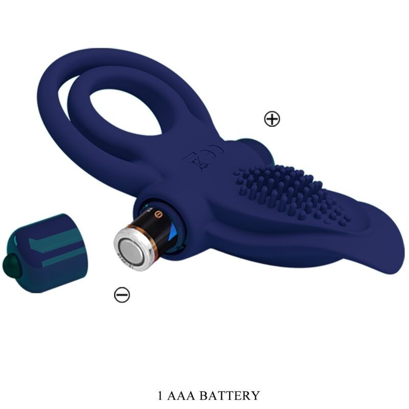 Bronson Anello Doppio Con Vibrazione Blu - PRETTY LOVE MALE - Anelli Fallici | erosidea.com