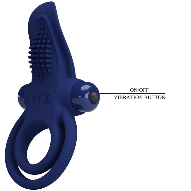 Bronson Anello Doppio Con Vibrazione Blu - PRETTY LOVE MALE - Anelli Fallici | erosidea.com