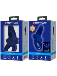 Bronson Anello Doppio Con Vibrazione Blu - PRETTY LOVE MALE - Anelli Fallici | erosidea.com