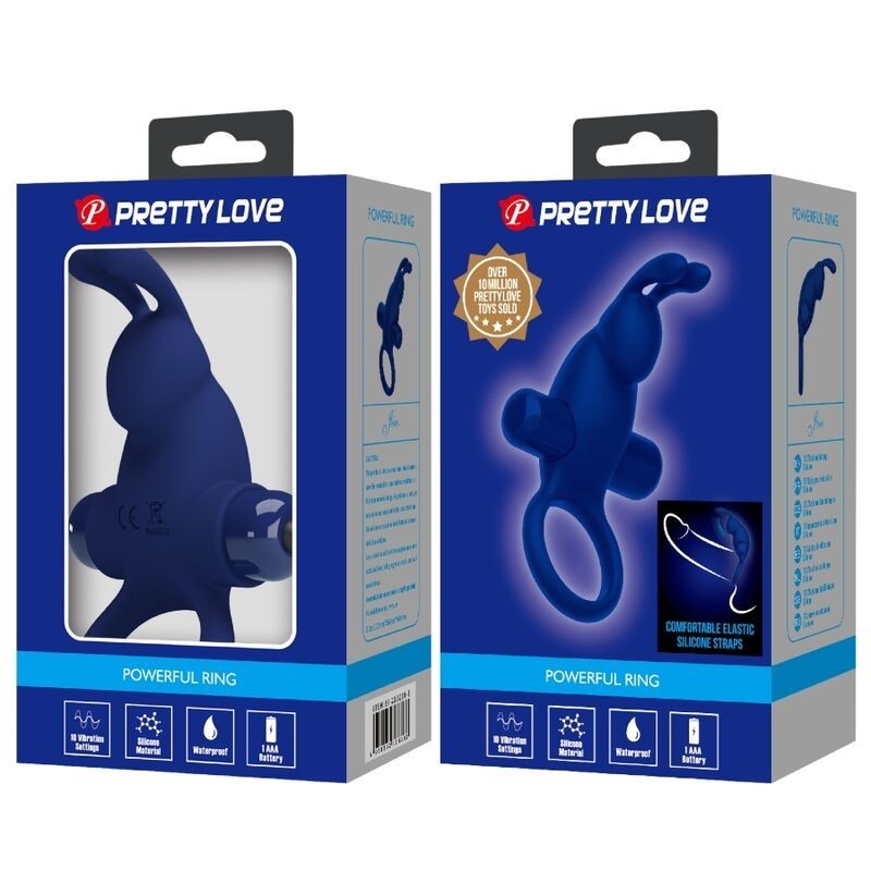 Jiro Anello Rabbit Con Vibrazione Blu - PRETTY LOVE MALE - Vibratori Rabbit | erosidea.com