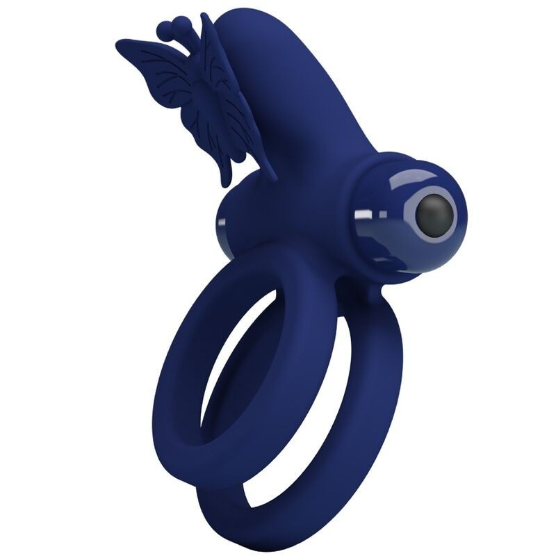 Jamele Doppio Anello Con Vibrazione E Stimolatore Farfalla Blu - PRETTY LOVE MALE - Anelli Fallici | erosidea.com