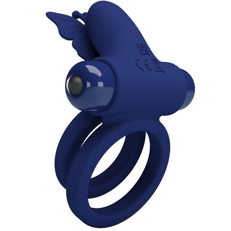 Jamele Doppio Anello Con Vibrazione E Stimolatore Farfalla Blu - PRETTY LOVE MALE - Anelli Fallici | erosidea.com