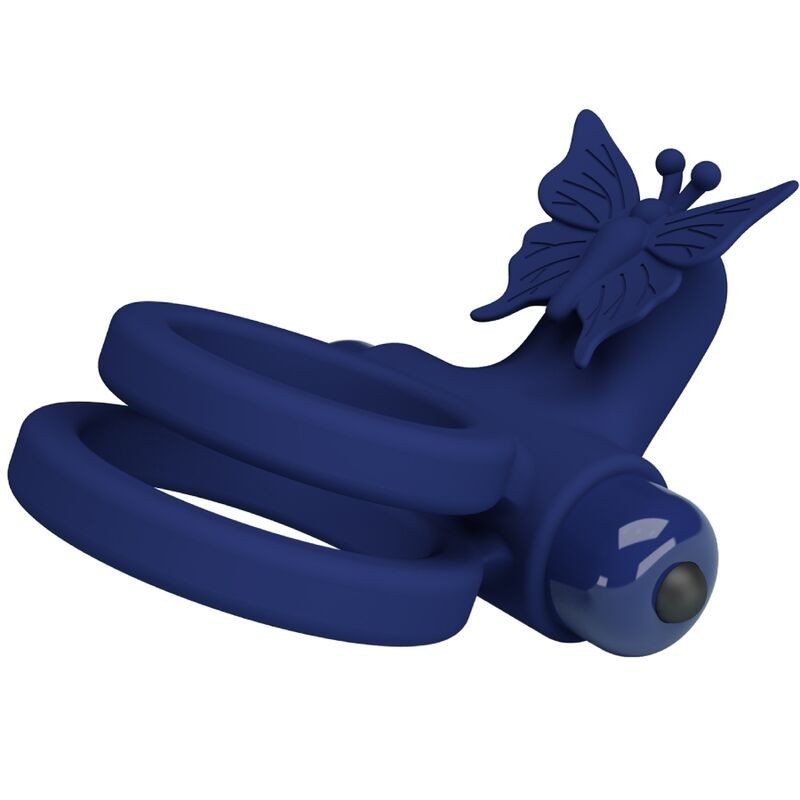Jamele Doppio Anello Con Vibrazione E Stimolatore Farfalla Blu - PRETTY LOVE MALE - Anelli Fallici | erosidea.com