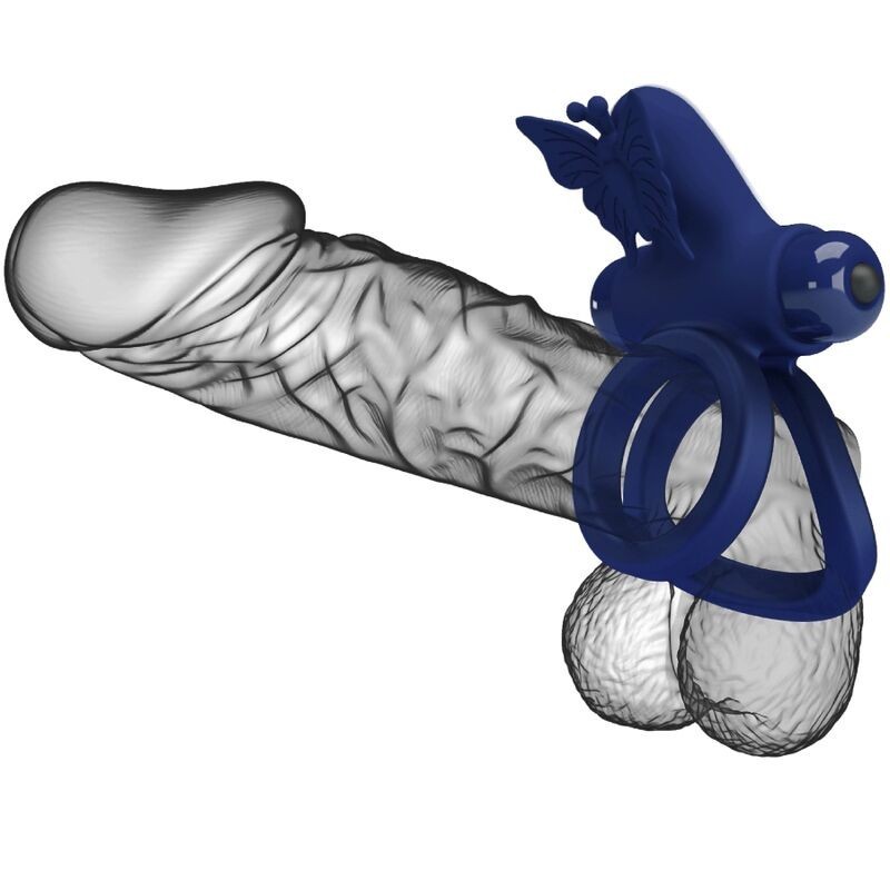 Jamele Doppio Anello Con Vibrazione E Stimolatore Farfalla Blu - PRETTY LOVE MALE - Anelli Fallici | erosidea.com