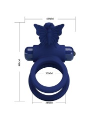 Jamele Doppio Anello Con Vibrazione E Stimolatore Farfalla Blu - PRETTY LOVE MALE - Anelli Fallici | erosidea.com