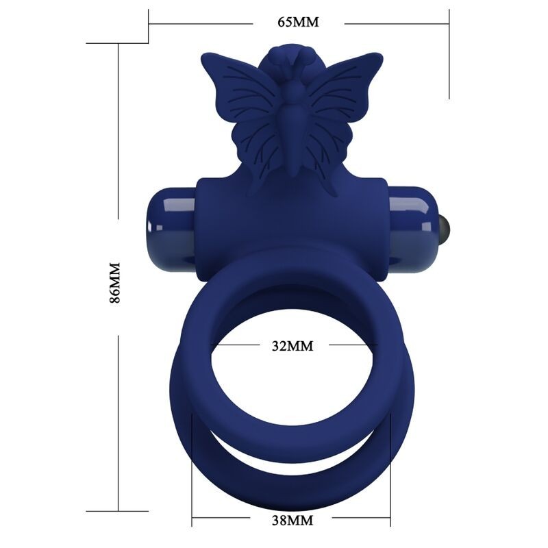 Jamele Doppio Anello Con Vibrazione E Stimolatore Farfalla Blu - PRETTY LOVE MALE - Anelli Fallici | erosidea.com