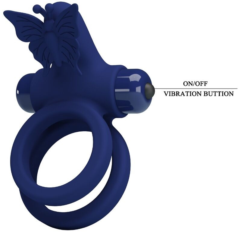 Jamele Doppio Anello Con Vibrazione E Stimolatore Farfalla Blu - PRETTY LOVE MALE - Anelli Fallici | erosidea.com
