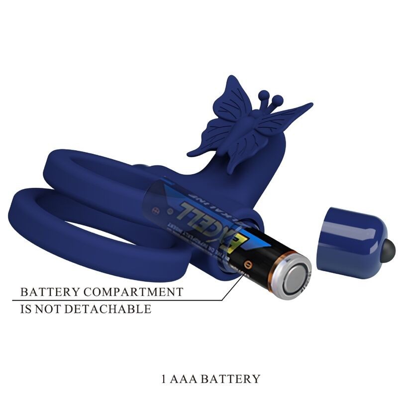 Jamele Doppio Anello Con Vibrazione E Stimolatore Farfalla Blu - PRETTY LOVE MALE - Anelli Fallici | erosidea.com