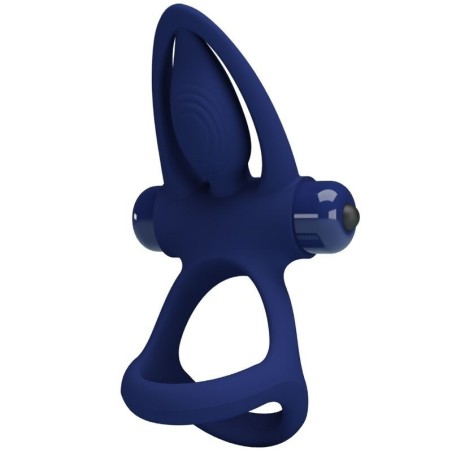 Mat Doppio Anello Con Vibrazione E Stimolatore Blu - PRETTY LOVE MALE - Anelli Fallici | erosidea.com