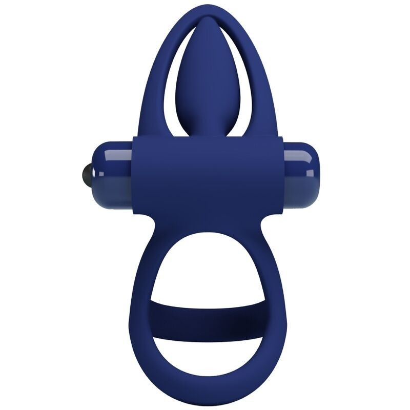 Mat Doppio Anello Con Vibrazione E Stimolatore Blu - PRETTY LOVE MALE - Anelli Fallici | erosidea.com