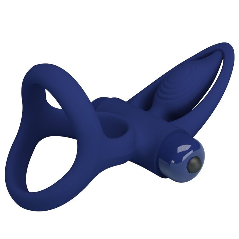 Mat Doppio Anello Con Vibrazione E Stimolatore Blu - PRETTY LOVE MALE - Anelli Fallici | erosidea.com