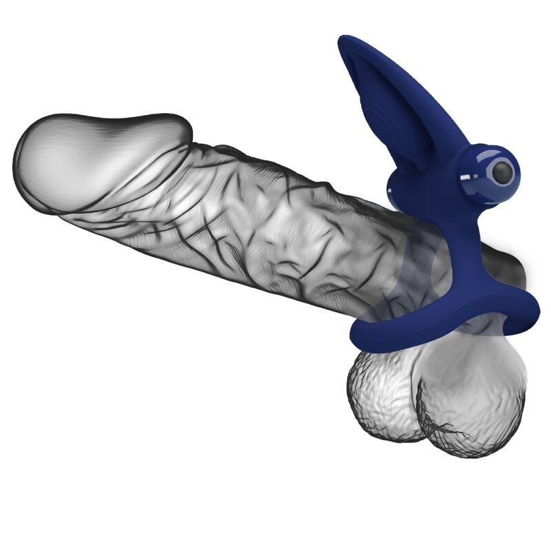 Mat Doppio Anello Con Vibrazione E Stimolatore Blu - PRETTY LOVE MALE - Anelli Fallici | erosidea.com
