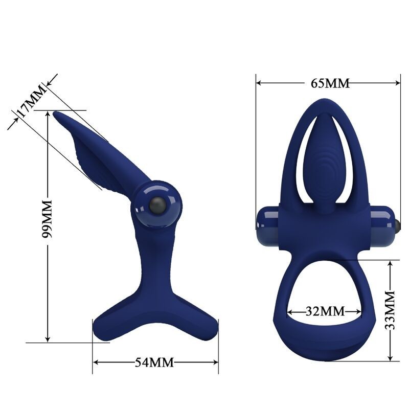 Mat Doppio Anello Con Vibrazione E Stimolatore Blu - PRETTY LOVE MALE - Anelli Fallici | erosidea.com