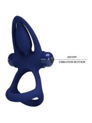 Mat Doppio Anello Con Vibrazione E Stimolatore Blu - PRETTY LOVE MALE - Anelli Fallici | erosidea.com