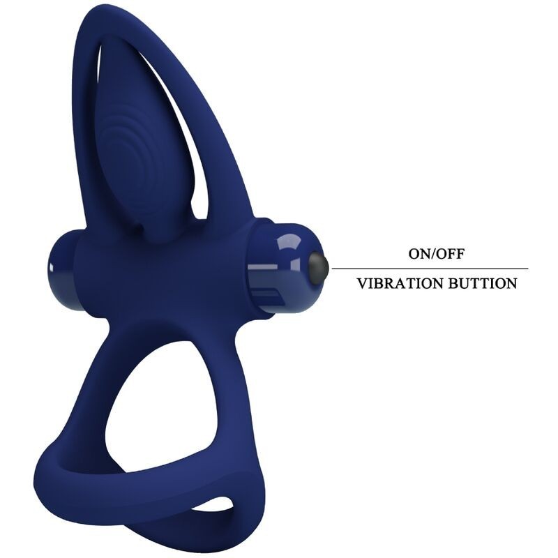 Mat Doppio Anello Con Vibrazione E Stimolatore Blu - PRETTY LOVE MALE - Anelli Fallici | erosidea.com
