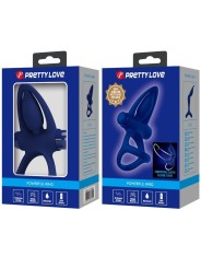 Mat Doppio Anello Con Vibrazione E Stimolatore Blu - PRETTY LOVE MALE - Anelli Fallici | erosidea.com
