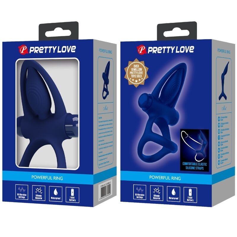 Mat Doppio Anello Con Vibrazione E Stimolatore Blu - PRETTY LOVE MALE - Anelli Fallici | erosidea.com