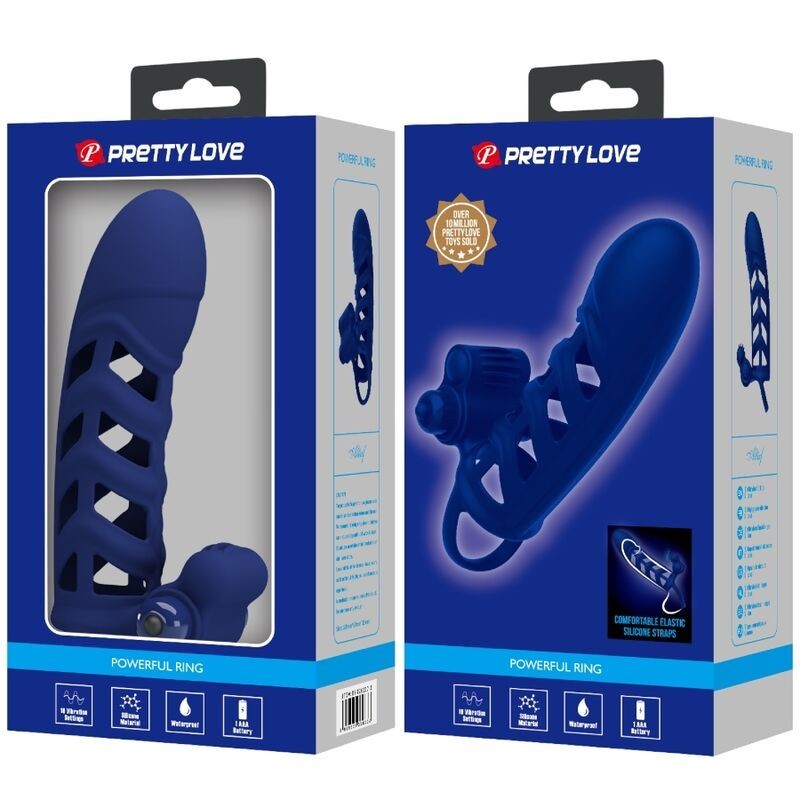Vibratore Altaf Anello Con Guaina In Silicone Blu - PRETTY LOVE MALE - Vibratori | erosidea.com