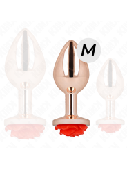 Kink - Plug Anale In Oro Rosa Con Rosa Rossa M - KINK PLEASURE PLUGS - Plug e Catene Anali | erosidea.com