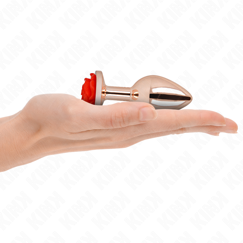 Kink - Plug Anale In Oro Rosa Con Rosa Rossa M - KINK PLEASURE PLUGS - Plug e Catene Anali | erosidea.com