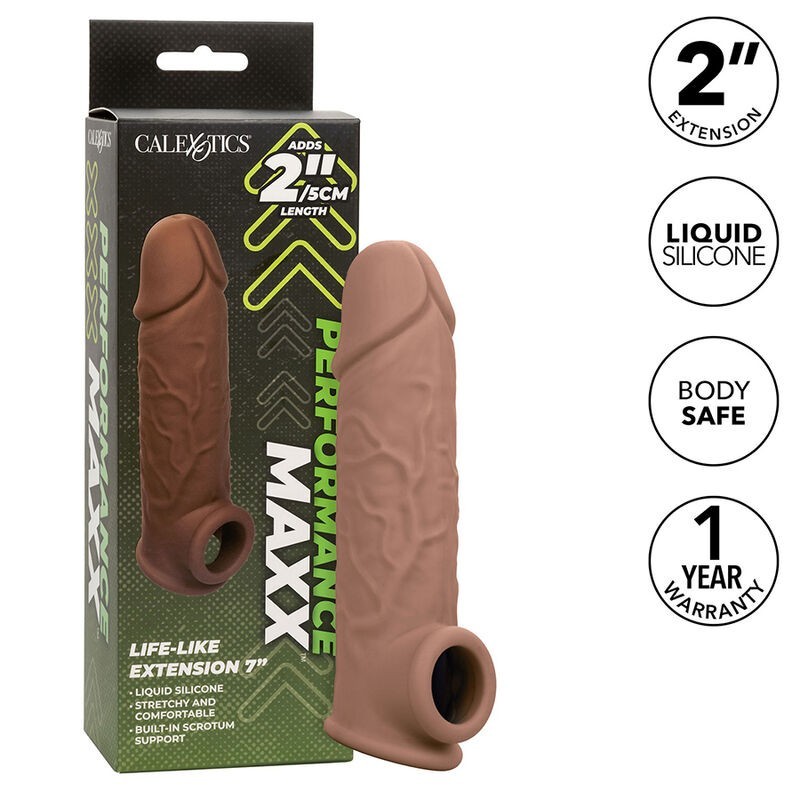 Calexotics - Performance Maxx Life-Like Extension 7 Pelle Marrone - CALEXOTICS - Guaine e Prolunghe | erosidea.com
