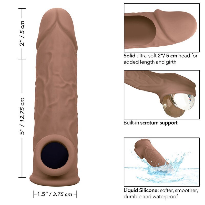 Calexotics - Performance Maxx Life-Like Extension 7 Pelle Marrone - CALEXOTICS - Guaine e Prolunghe | erosidea.com