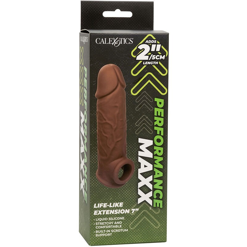 Calexotics - Performance Maxx Life-Like Extension 7 Pelle Marrone - CALEXOTICS - Guaine e Prolunghe | erosidea.com