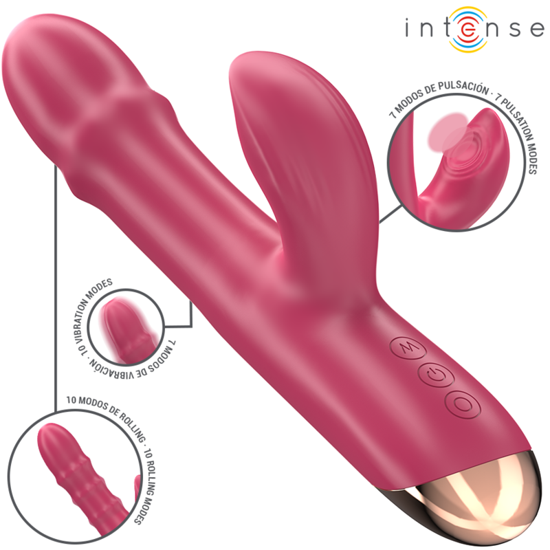 Vibratore Intense Chloe Multifunzione 3 In 1 Rosso - INTENSE FUN - Vibratori Rabbit | erosidea.com
