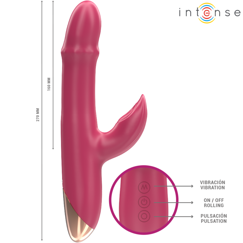 Vibratore Intense Chloe Multifunzione 3 In 1 Rosso - INTENSE FUN - Vibratori Rabbit | erosidea.com