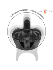 Intense - Mabel Anello Vibrante 10 Vibrazioni Con Stimolatore Clitoride Nero - INTENSE COUPLES TOYS - Vibratori Clitoride | erosidea.com