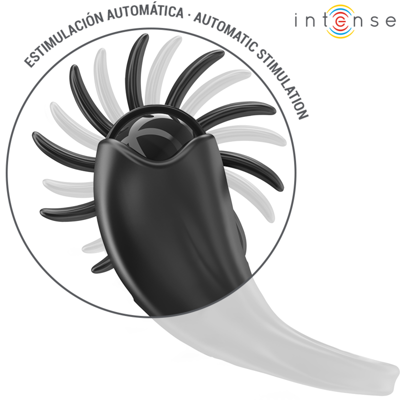 Intense - Mabel Anello Vibrante 10 Vibrazioni Con Stimolatore Clitoride Nero - INTENSE COUPLES TOYS - Vibratori Clitoride | erosidea.com
