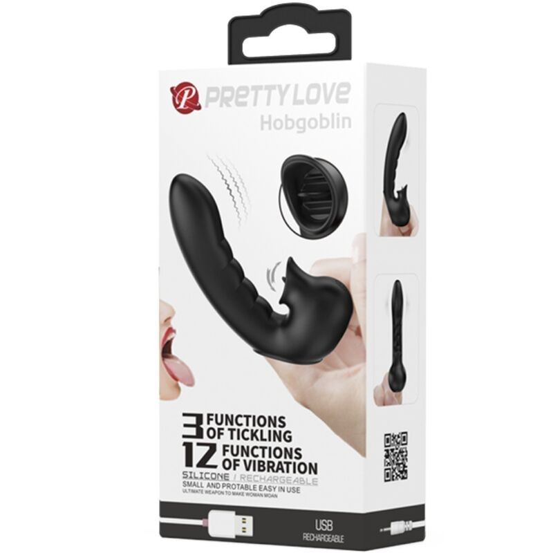 Pretty Love - Hobgoblin Custodia Per Dita Vibrante 12 Vibrazioni + Stimolatore Clitoride Nero - PRETTY LOVE - Vibratori Clitoride | erosidea.com