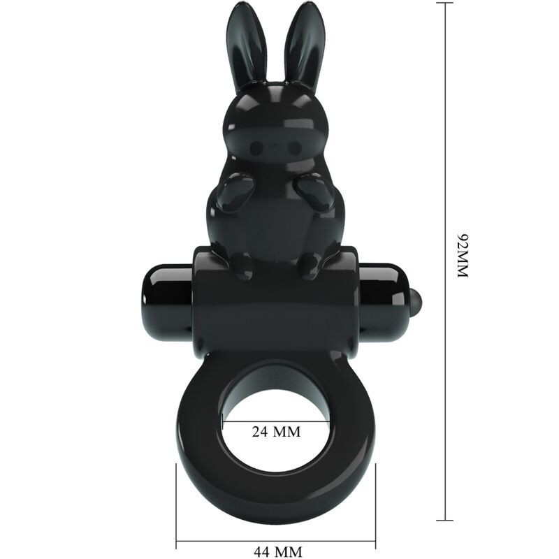Pretty Love - Anello Vibratore Rabbit Eccitante 10 Vibrazioni Nero - PRETTY LOVE - Anelli Fallici | erosidea.com