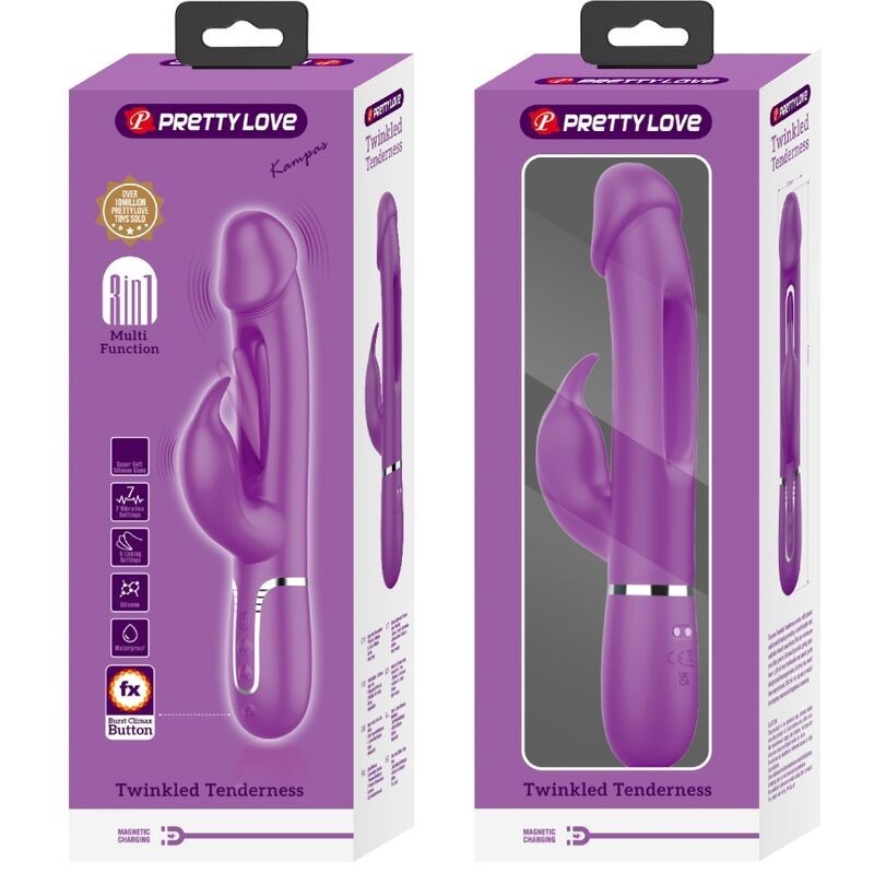 Pretty Love - Kampas 3 In 1 Multifunzione Vibratore Rabbit Viola - PRETTY LOVE - Vibratori Rabbit | erosidea.com