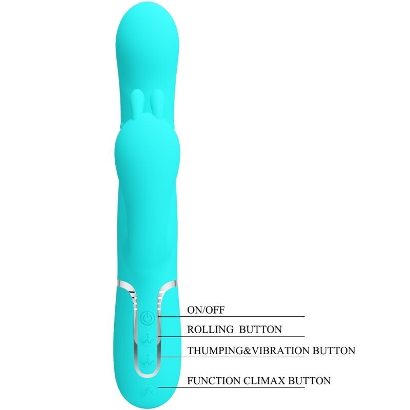 Pretty Love - Cammy 4 In 1 Multifunzione Vibratore Triple Rabbit Blu - PRETTY LOVE - Vibratori Doppi | erosidea.com