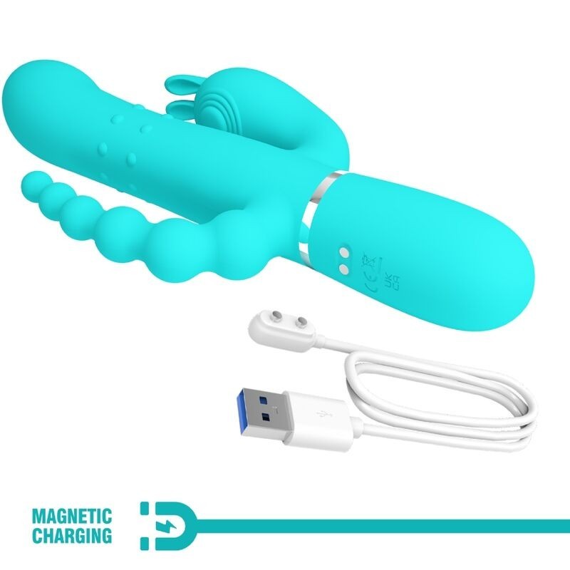 Pretty Love - Cammy 4 In 1 Multifunzione Vibratore Triple Rabbit Blu - PRETTY LOVE - Vibratori Doppi | erosidea.com