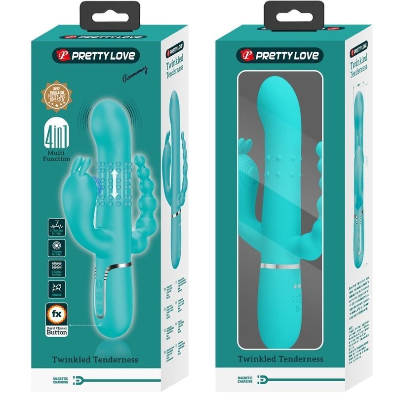 Pretty Love - Cammy 4 In 1 Multifunzione Vibratore Triple Rabbit Blu - PRETTY LOVE - Vibratori Doppi | erosidea.com