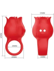 Pretty Love - Vibratore A Dita A Forma Di Rosa Jae 10 Vibrazioni Rosso - PRETTY LOVE - Vibratori | erosidea.com
