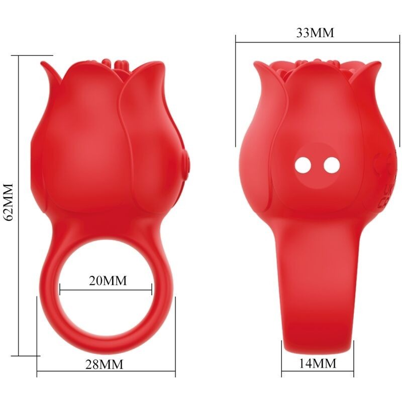 Pretty Love - Vibratore A Dita A Forma Di Rosa Jae 10 Vibrazioni Rosso - PRETTY LOVE - Vibratori | erosidea.com