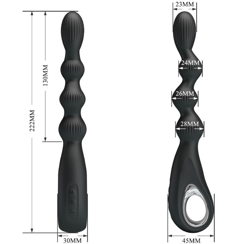 Pretty Love Federer Vibratore Anale 12 Vibrazioni Nero - PRETTY LOVE - Vibratori Anali | erosidea.com
