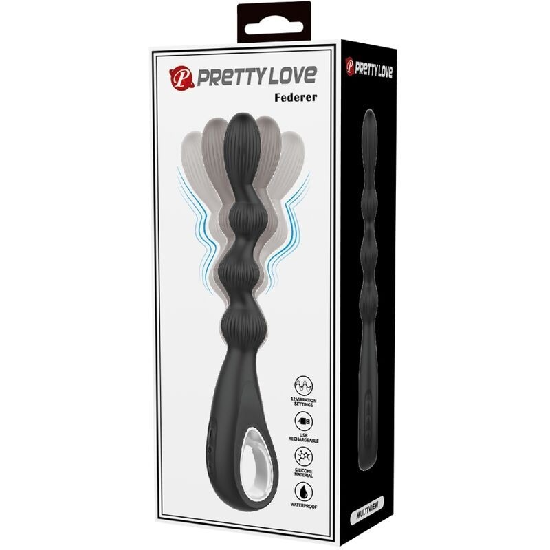 Pretty Love Federer Vibratore Anale 12 Vibrazioni Nero - PRETTY LOVE - Vibratori Anali | erosidea.com