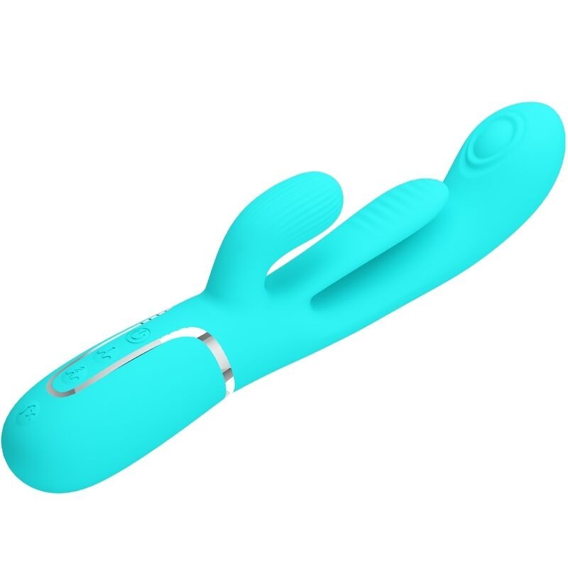 Pretty Love - Shania Triple Rabbit Vibratore Multifunzione 3 In 1 Blu - PRETTY LOVE - Vibratori Doppi | erosidea.com