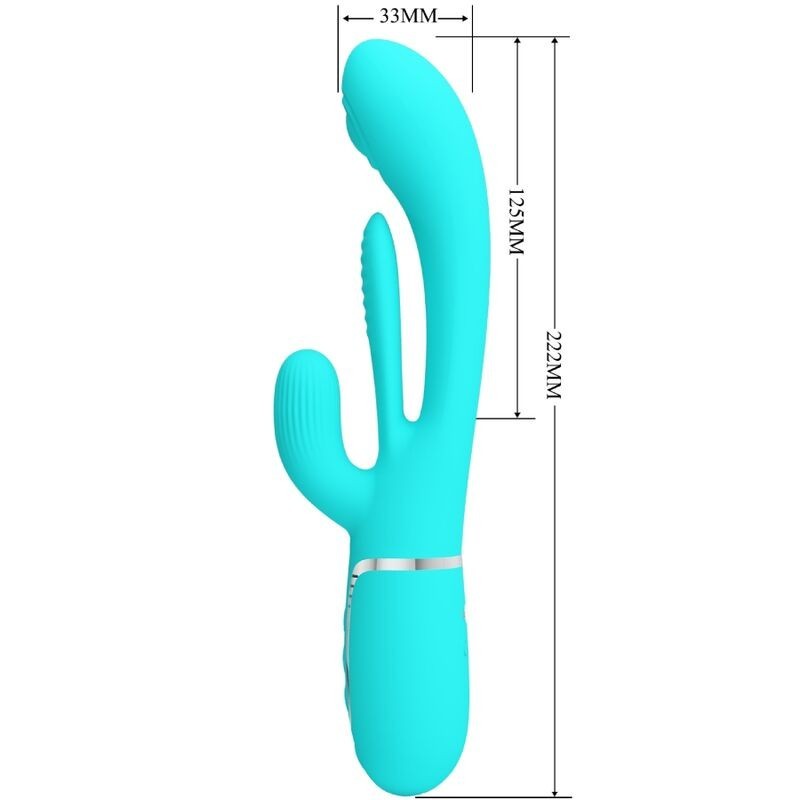 Pretty Love - Shania Triple Rabbit Vibratore Multifunzione 3 In 1 Blu - PRETTY LOVE - Vibratori Doppi | erosidea.com