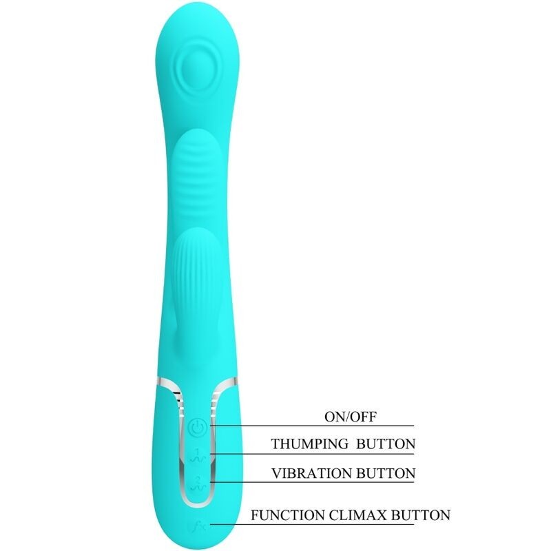 Pretty Love - Shania Triple Rabbit Vibratore Multifunzione 3 In 1 Blu - PRETTY LOVE - Vibratori Doppi | erosidea.com