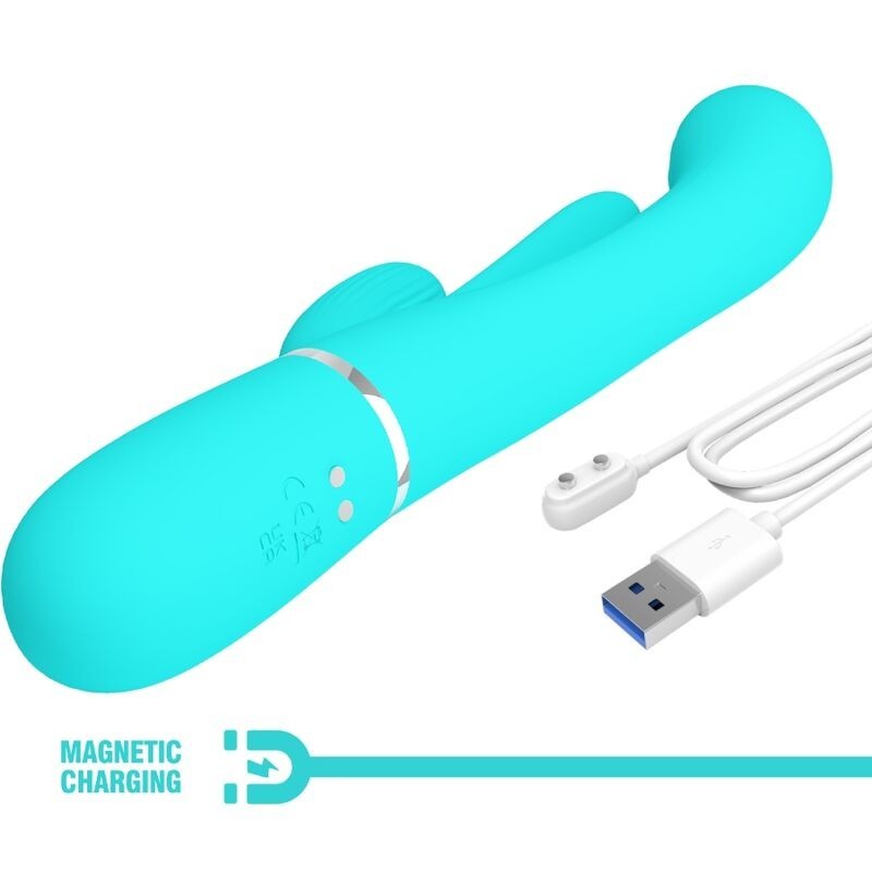 Pretty Love - Shania Triple Rabbit Vibratore Multifunzione 3 In 1 Blu - PRETTY LOVE - Vibratori Doppi | erosidea.com