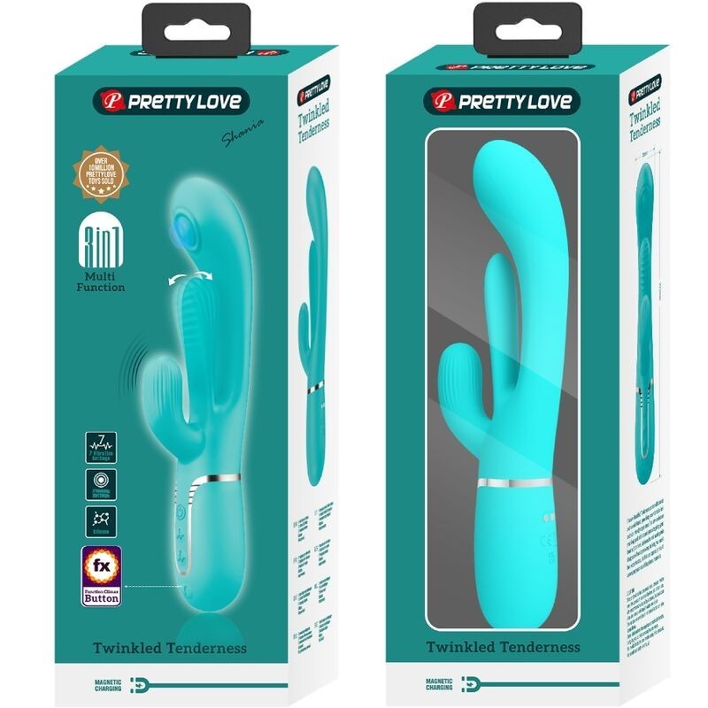 Pretty Love - Shania Triple Rabbit Vibratore Multifunzione 3 In 1 Blu - PRETTY LOVE - Vibratori Doppi | erosidea.com