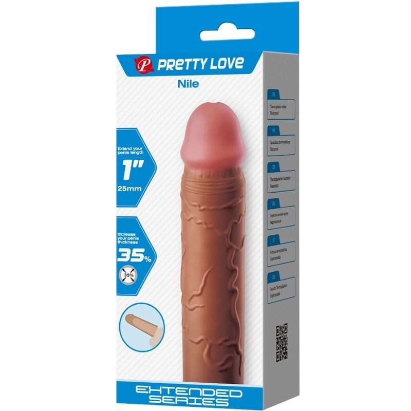 Pretty Love - Guaina Per Pene Nile Con Estensione 25 Cm Mulatto - PRETTY LOVE - Guaine e Prolunghe | erosidea.com