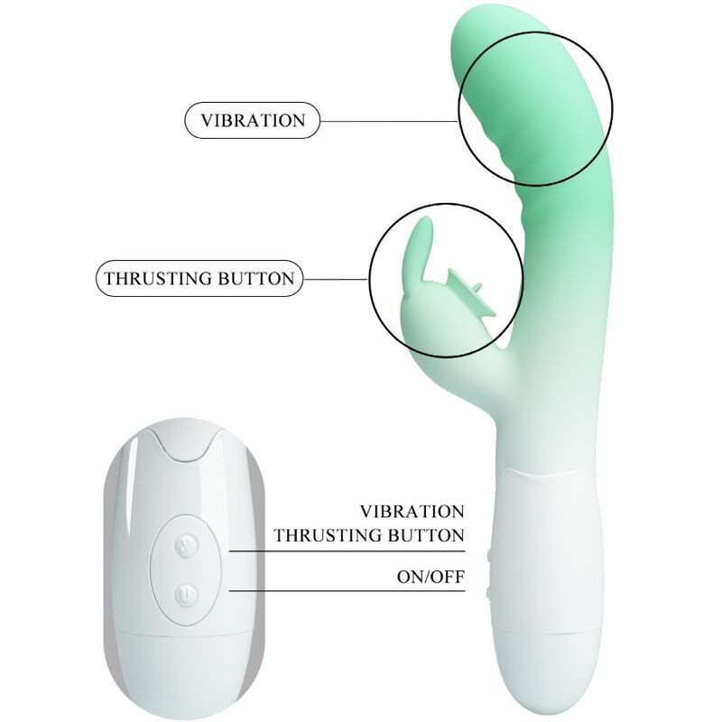 Pretty Love - Vibratore Rabbit Cerberus 3O Vibrazioni Verde - PRETTY LOVE - Vibratori Rabbit | erosidea.com