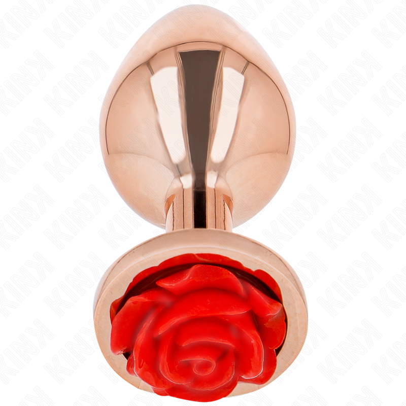 Kink - Plug Anale In Oro Rosa Con Rosa Rossa M - KINK PLEASURE PLUGS - Plug e Catene Anali | erosidea.com