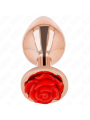 Kink - Plug Anale In Oro Rosa Con Rosa Rossa M - KINK PLEASURE PLUGS - Plug e Catene Anali | erosidea.com
